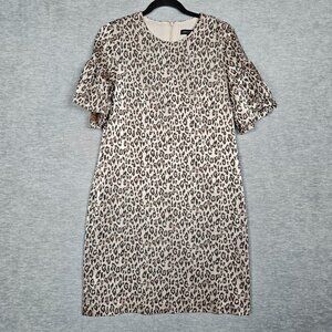 Banana Republic Leopard Printed Ruffle Bell Sleeve Size 6 Dress